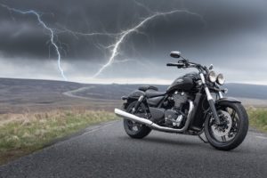 Motorbike in Rain Thunderstorm